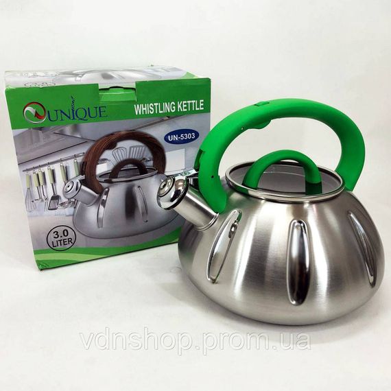 Чайник металевий газовий, Чайник на кухню 3 л, Сучасний чайник зі свистком для газової комфорки PD-86 | Зображення 4