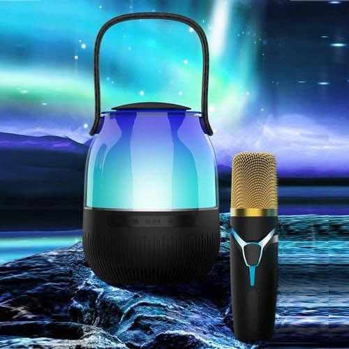 Портативна колонка XM-A68 з RGB підсвічуванням та мікрофоном, Bluetooth мікрофон для караоке | Зображення 5