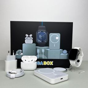 Комплект Megabox 6в1 - Watch 9 / Air Pro 2 / Battary Pack / MagSafe / 20W Type-С / Кабель 3х / Ремінець (Білий) UA