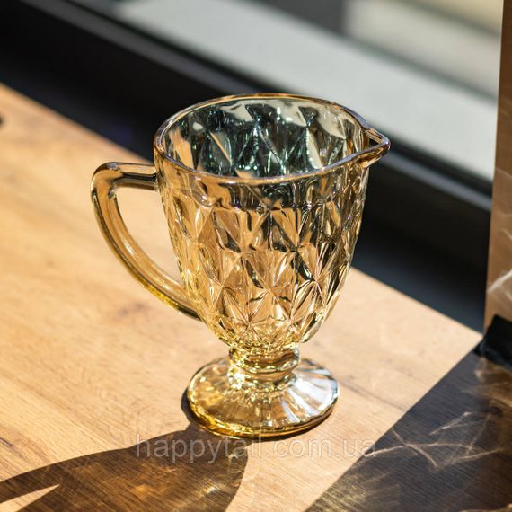 Глек для напоїв Citrine скляний 1 л HP-19-279 глечик для лимонаду лимонадник декоративний з ручкою | Зображення 1