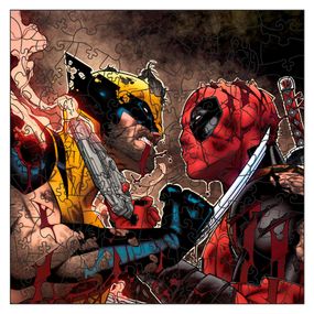 Фигурный пазл из дерева "Дэдпул и Росомаха" PZ002-A3W-AC 180-250 деталей, А3 с мешочком и лентой