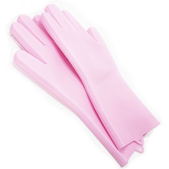 Силіконові рукавички Magic Silicone Gloves Pink для прибирання чистки миття посуду для будинку. Колір рожевий GI-45 | Зображення 2