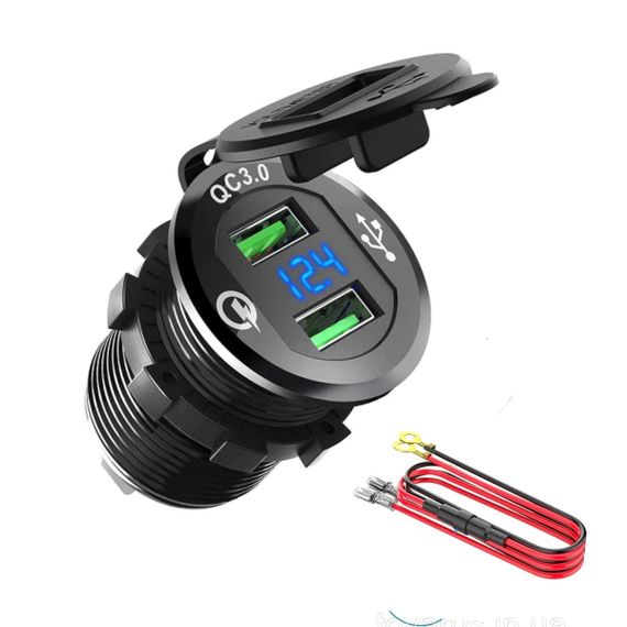 Автомобильная быстрая зарядка USB QC 3.0 с вольтметром (DS9602) | Зображення 3