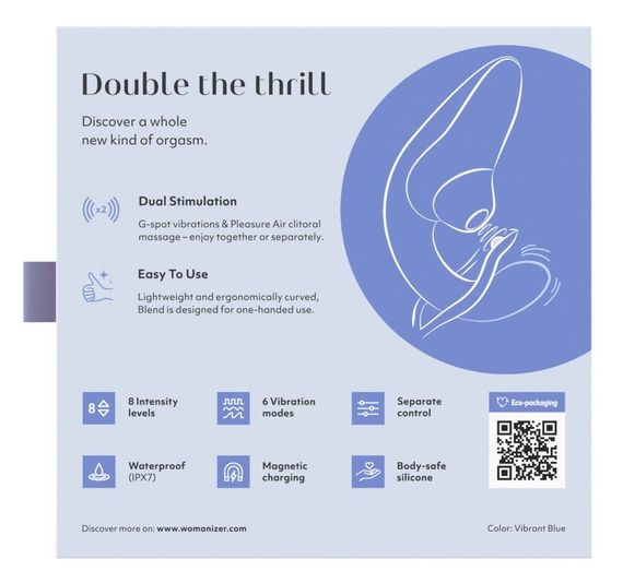 Вакуумний кліторальний стимулятор Womanizer Blend Vibrant Blue | Зображення 7