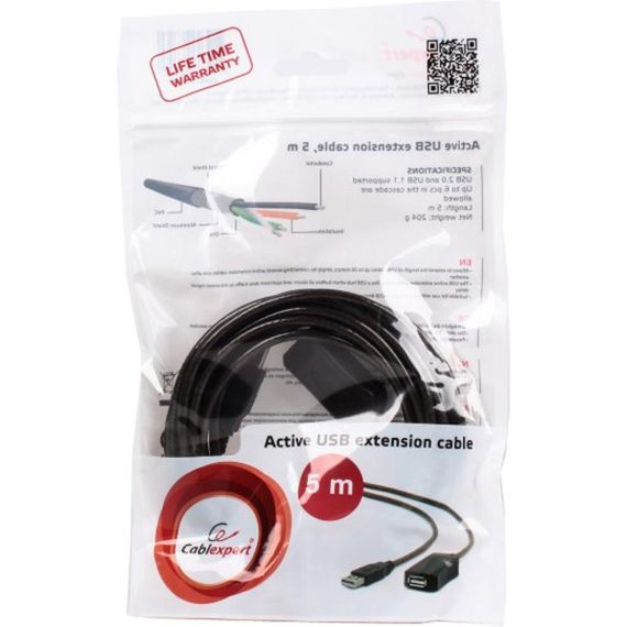 Дата кабель USB 2.0 AM/AF 5.0 m active Cablexpert (UAE-01-5M) | Зображення 2