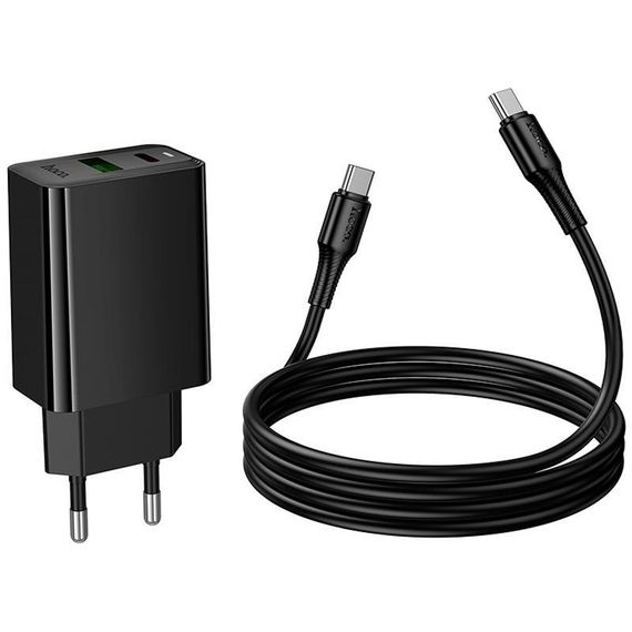 МЗП Hoco CS95A Leader PD30W+QC3.0 (1USB-A/1C) + кабель Type-C to Type-C Black | Зображення 6