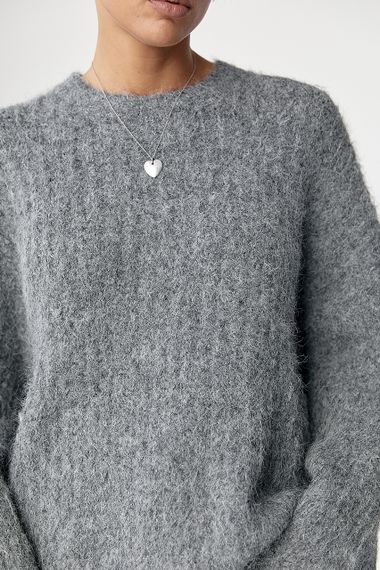 Тепла жіноча кофта з рукавами-ліхтариками - сірий цвет, ONE SIZE (є розміри) | Зображення 3