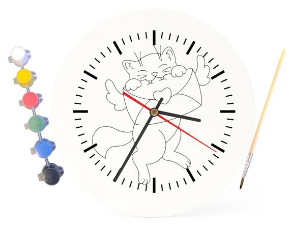 Дитячий набір для творчості годинник розмальовка Котик 30 см (Г0153) | Зображення 3