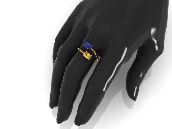 Женское кольцо из желтого золота с фианитами 17.5 | Зображення 2