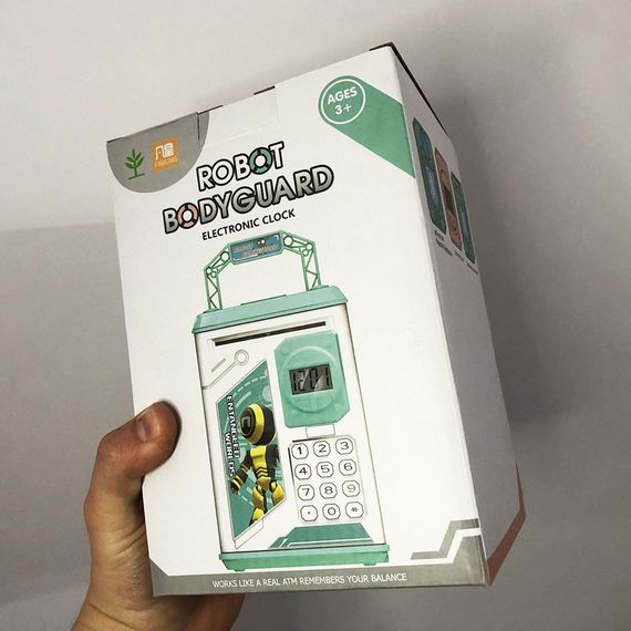 Копилка-сейф ROBOT BODYGUARD с кодовым замком отпечатком пальца и купюроприемником. FA-116 Цвет: голубой | Зображення 8