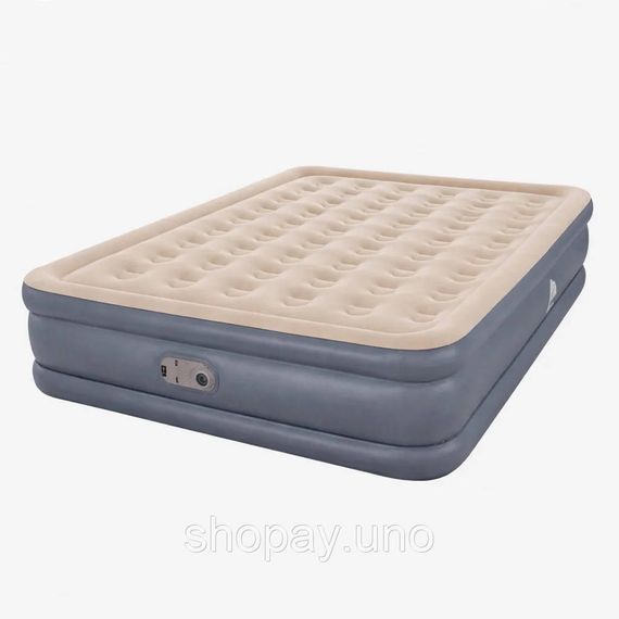 Надувной матрас со встроенным насосом 1GR 200x150x40 см серый