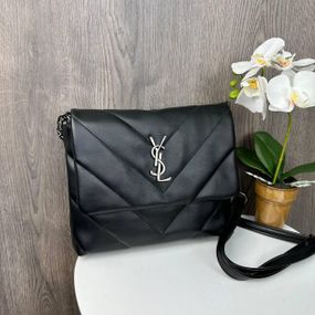 Сумка жіноча через плече крос-боді маленька чорна стильна стьобана на ланцюжку (1582)
