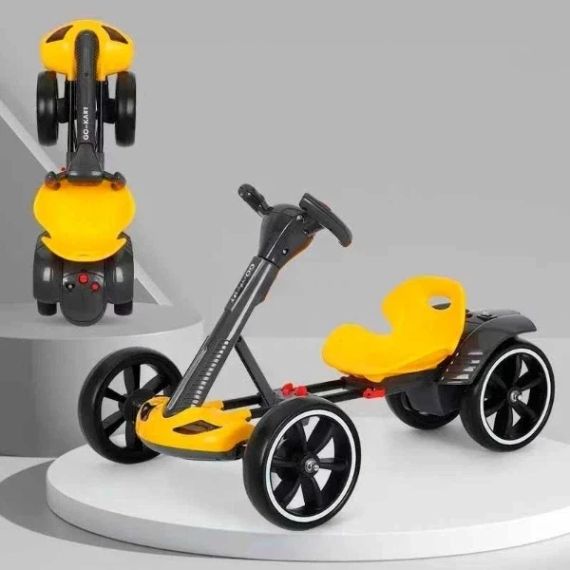 Дитячий складаний електромобіль Go-Kart з акумулятором та пультом електрокар Жовтий | Зображення 9