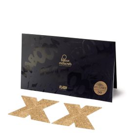 Пестіс - стикини Bijoux Indiscrets - Flash Cross Gold, наклейки на соски, One size