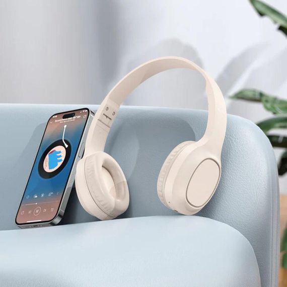 Бездротові навушники HOCO W46 Charm BT headset Milky White | Зображення 5