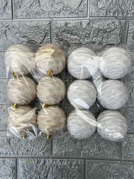 Набір новорічних  іграшок Хвиля 6 шт 8 см | прикраси ялинкові українські  | новорічні іграшки