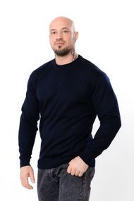 Утеплений чоловічий джемпер (батал) однотонний приталений Носи своє 5XL Темно-синій (p-18079-213496)
