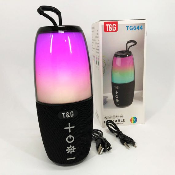 Портативна колонка TG644 5W з RGB підсвічуванням та ремінцем. QI-904 Колір: чорний | Зображення 7