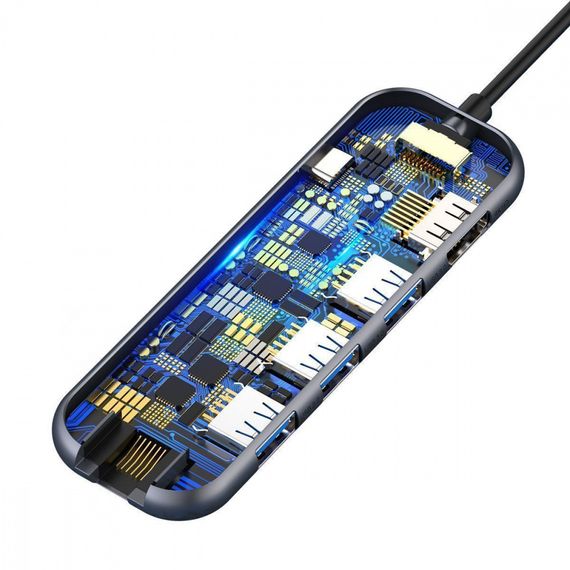 USB-Хаб Baseus Multi-functional (Type-C to 3xUSB3.0+HD4K+RJ45+PD) | Зображення 3