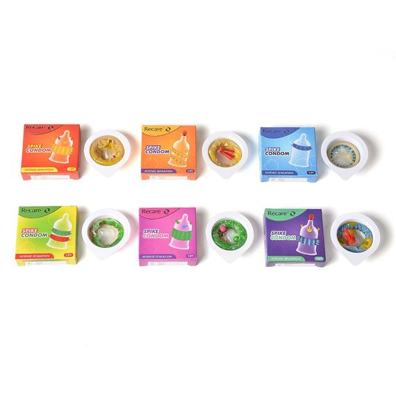 Насадка на член Recare Spike Condom Purple (презерватив з вусиками та рядами шипів) | Зображення 4