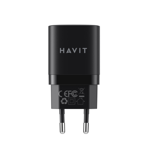 Зарядний пристрій мережевий USB/Type-C 30W чорний Havit HV-UC30 Black | Зображення 2