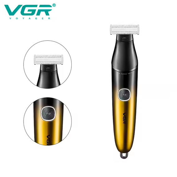 Бритва-триммер для стрижки бороды и усов VGR V-339 GOLD, 4 насадки, водонепроницаемая | Зображення 3