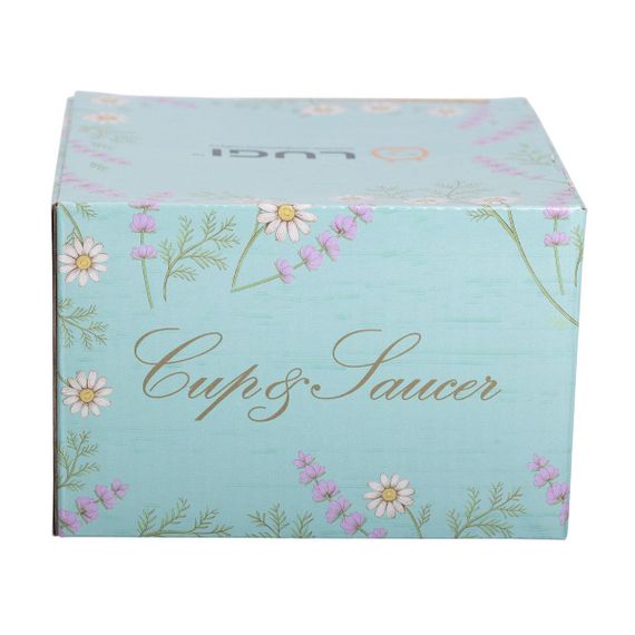 Фарфоровая чашка с блюдцем 250 мл с цветам Синяя RX-N24723BL | Зображення 3