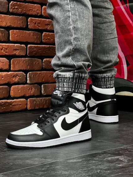 Кросівки чоловічі демісезонні N-ike Air Jordan 1 High Black White X розмір 41 - 26 см 42 - 26,5 см | Зображення 6
