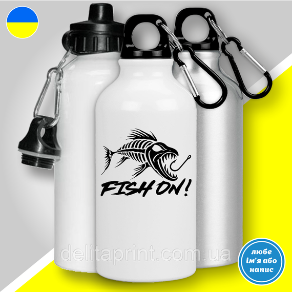 Кружка металева з принтом "Fish On" кружка з карабіном | Зображення 2