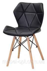 Стілець Greg чорний екошкіра на дерев'яних букових ніжках, дизайн Charles Eames