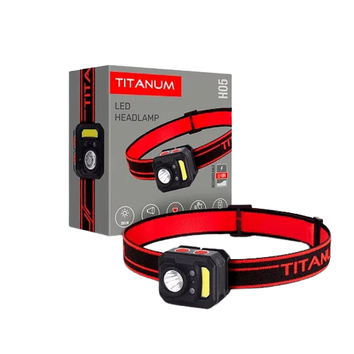 Ліхтарик LED налобний 250Lm 6500К чорний TLF-H05 Titanum