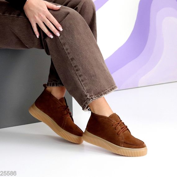 Руді черевики дезерти в стилі casual натуральна замша на потовщеній підошві | Зображення 3