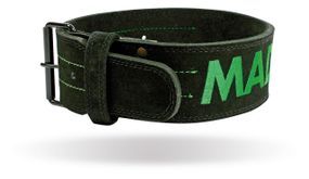 Пояс для важкої атлетики MadMax MFB-301 Suede Single Prong шкіряний Black/Green L