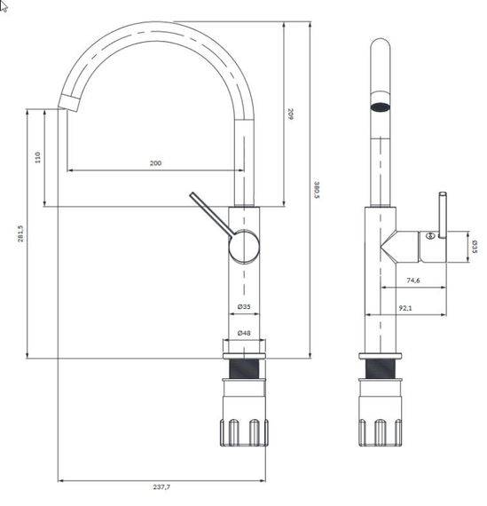 Змішувач для кухні Omnires Tula black (TL6050BL) | Зображення 1