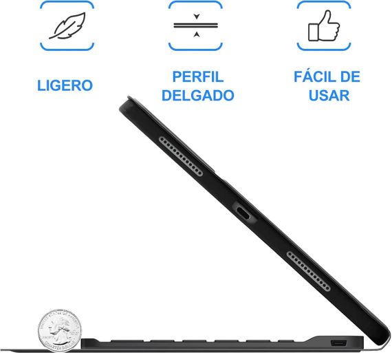 Чохол з Bluetooth-клавіатурою для iPad 10.2" 7 8 9 покоління, iPad Air 3 2019, iPad Pro 2017 10.5" з підсвіткою чорна іспанська | Зображення 5