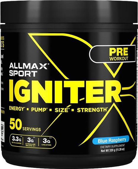 Передтренувальний комплекс AllMax Igniter, Pre-Workout 320 g (Blue Raspberry)