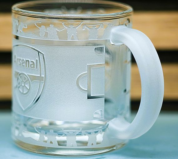 Стеклянная чашка 320 мл ФК Арсенал Arsenal с гравировкой подарок для фаната футбольная круговая кружка | Зображення 4