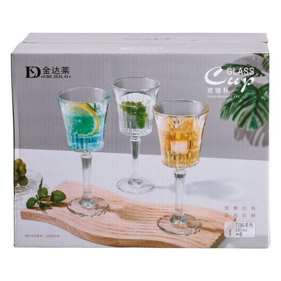 Набір келихів для вина на високій ніжці 6 шт 295 мл скляні HP-19-127 | Зображення 4