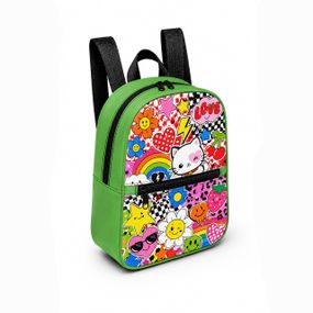 Детский мини-рюкзак зеленый с принтом Kitty Pop для девочки 28×24×10 см мини-сумка детская (5199)