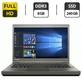 Ноутбук Б-клас Lenovo ThinkPad T440p / 14" (1920x1080) TN / Intel Core i7-4600M (2 (4) ядра по 2.9 - 3.6 GHz) / 8 GB DDR3 / 240 GB SSD / Intel HD Graphics 4600 б/в