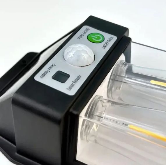 Настінний вуличний світильник із сонячною панеллю, ліхтар із датчиком на рух SOLAR WALL LAMP YX-777 Black | Зображення 3