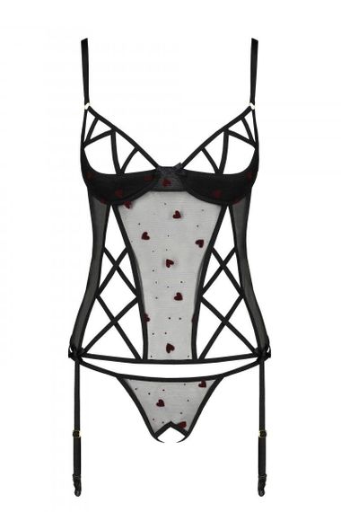 Корсет з підв'язками, стрінги Passion LOVELIA CORSET S/M, black Sex Aura | Зображення 4