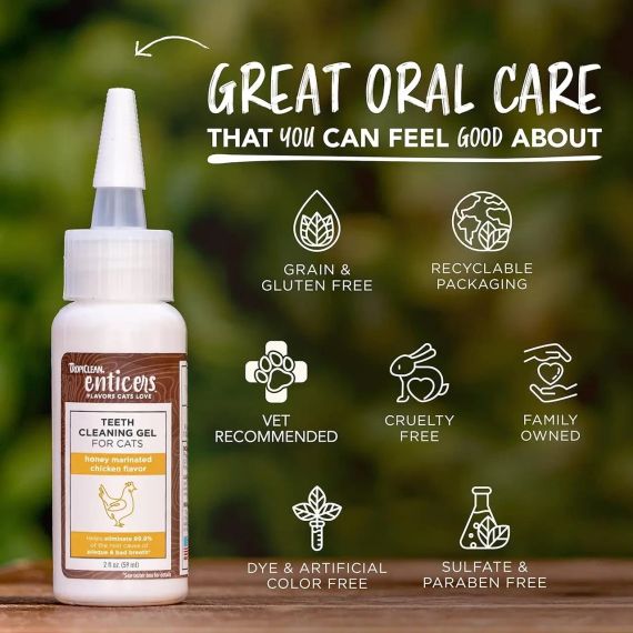 Гель Enticers Teeth Cleaning Gel For Cats курка і мед, для чищення зубів у котів -59мл | Зображення 1
