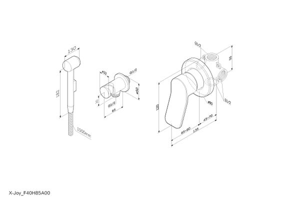 Гігієнічний душ AM.PM X-Joy із змішувачем F40H85A00 | Зображення 1