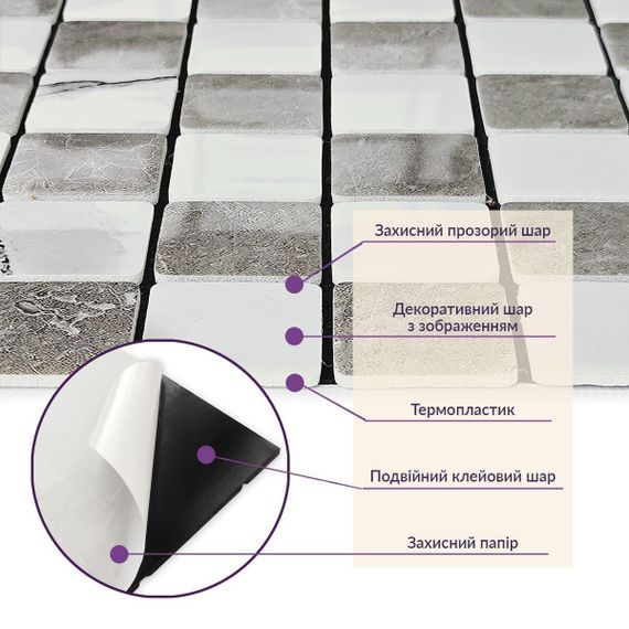 Самоклеюча PET мозаїка 30*30CM*4MM (D) SW-00002449 | Зображення 3