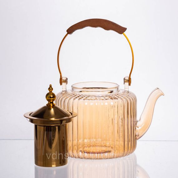 Набор для заваривания чая со стеклянным чайником и 6 чашками, коричневый 64486-38 | Зображення 2