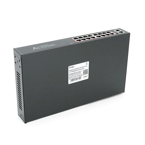 POE комутатор гігабітний Merlion 16 POE 10/100/1000 + 2 RJ45 10/100/1000 вбудований блок живлення 52V 4.8A | Зображення 2