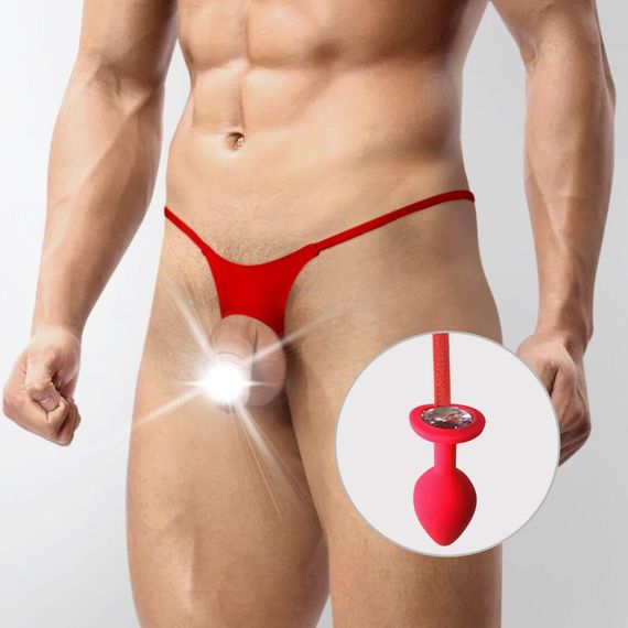 Чоловічі труси XS-2XL із силіконовою анальною пробкою Art of Sex - Joni plug panties size L Red Sex Aura