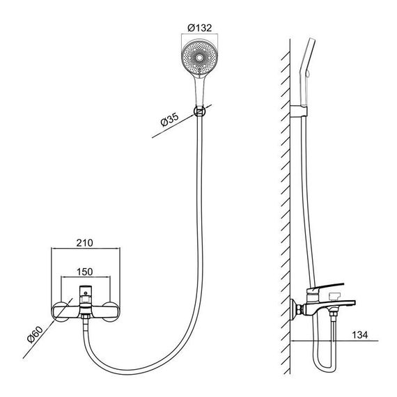 Змішувач для ванни Qtap Slavonice (з душовим гарнітуром) QTSLV259CRM48034 Chrome | Зображення 1