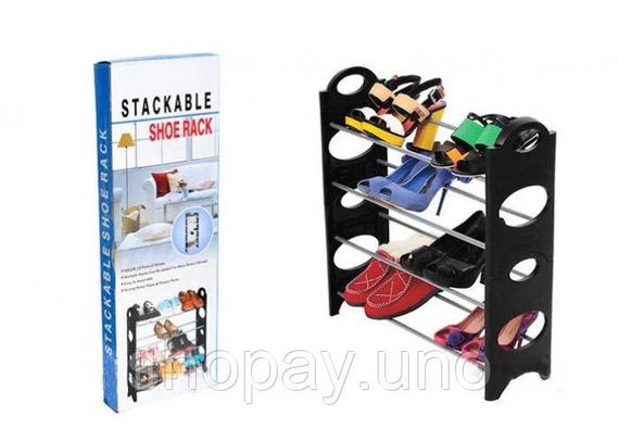 Полиця для взуття органайзер Amazing Stackable Shoe Rack ∙ Стійка - етажерка взуттєва на 4 полиці | Зображення 4